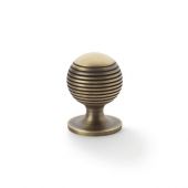 AW832-32-AB - Alexander & Wilks Caesar Cupboard Knob on Round Rose - Antique Brass - 32mm