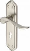 SAN1400-SN Heritage Brass Door Handle Lever Lock Sandown Design Satin Nickel Finish