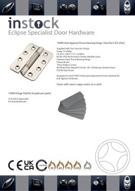 Click Here To Enlarge This Photo Of 14999 Eclipse Specialist Anti-Ligature Grade 14 102x76mm Thrust Bearing Hinges (pair)