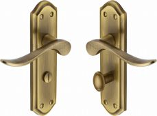 SAN1430-AT Heritage Brass Door Handle For Bathroom Sandown Design Antique Brass Finish