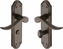 SAN1430-MB Heritage Brass Door Handle For Bathroom Sandown Design Matt Bronze Finish