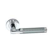 SB1202DT - Spira Brass Lexis Lever Handle on Round Rose - Dual Tone