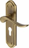 SAN1448-AT Heritage Brass Door Handle For Euro Profile Plate Sandown Design Antique Brass Finish
