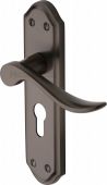 SAN1448-MB Heritage Brass Door Handle For Euro Profile Plate Sandown Design Matt Bronze Finish