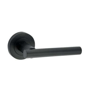 Click Here To Enlarge This Photo Of SB1304BLK - Spira Brass Jura Lever Handle on Round Rose - Matt Black