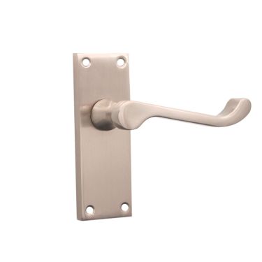 Click Here To Enlarge This Photo Of SB1403SN - Spira Brass Victorian Scroll Latch Lever Handles on a Backplate - 115mm - Satin Nickel