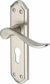 SAN1448-SN Heritage Brass Door Handle For Euro Profile Plate Sandown Design Satin Nickel Finish