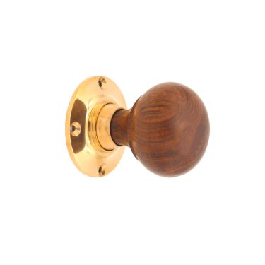 Click Here To Enlarge This Photo Of SB2121PB - Spira Brass Rosewood Bun Rim/Mortice Door Knobs - Polished Brass