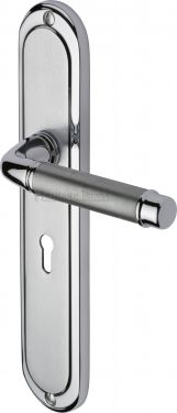 Click Here To Enlarge This Photo Of SAT2000-AP Heritage Brass Door Handle Lever Lock Saturn Long Design Apollo Finish
