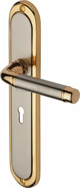 Click Here To Enlarge This Photo Of SAT2000-JP Heritage Brass Door Handle Lever Lock Saturn Long Design Jupiter Finish