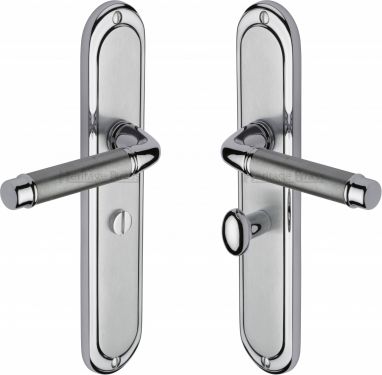 Click Here To Enlarge This Photo Of SAT2030-AP Heritage Brass Door Handle For Bathroom Saturn Long Design Apollo Finish