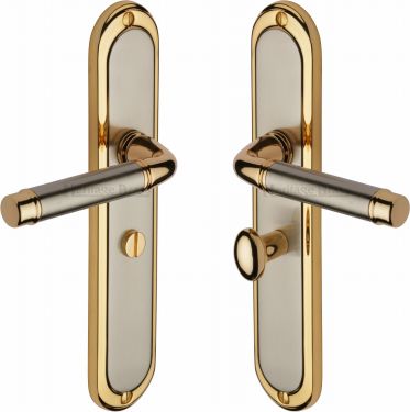 Click Here To Enlarge This Photo Of SAT2030-JP Heritage Brass Door Handle For Bathroom Saturn Long Design Jupiter Finish
