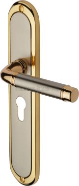 Click Here To Enlarge This Photo Of SAT2048-JP Heritage Brass Door Handle For Euro Profile Plate Saturn Long Design Jupiter Finish