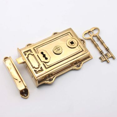 Click Here To Enlarge This Photo Of SB7101PB - Spira Brass Davenport Rim Lock - Polished Brass