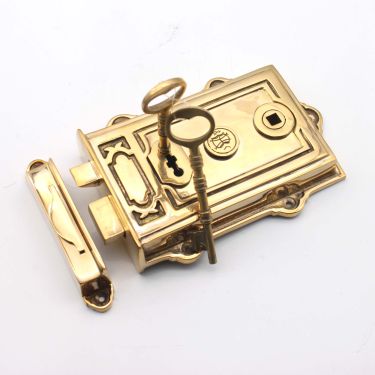 Click Here To Enlarge This Photo Of SB7101PB - Spira Brass Davenport Rim Lock - Polished Brass
