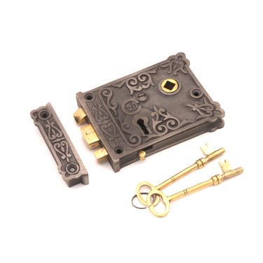 Click Here To Enlarge This Photo Of SB7102PEW - Spira Brass Floral Rim Lock - Pewter