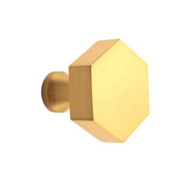 Click Here To Enlarge This Photo Of SB2311SB - Spira Brass Hexagonal Cupboard Knob 38mm - Satin Brass