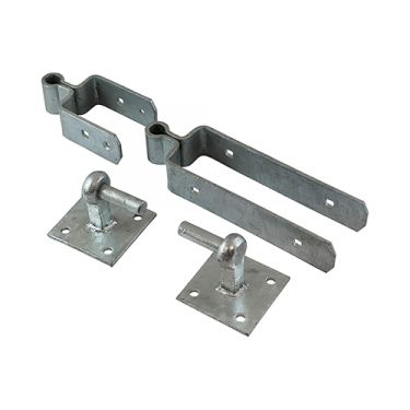 Click Here To Enlarge This Photo Of TIMCO DSFH450G - Galvanised Double Strap Fieldgate Hinge Set with Hook on Plate to suit 1200-2700mm Wide Gates