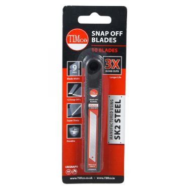 Click Here To Enlarge This Photo Of TIMCO UBSNAP9 80 x 9 x 0.6mm Snap Off Utility Knife Blades (10pcs)