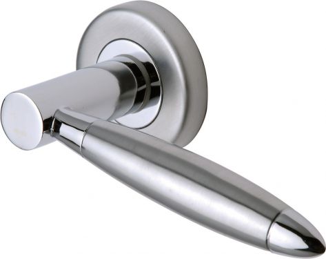 Click Here To Enlarge This Photo Of SC-3952-AP M.Marcus Sorrento Door Handle Lever Latch on Round Rose Fluo Design Apollo Finish