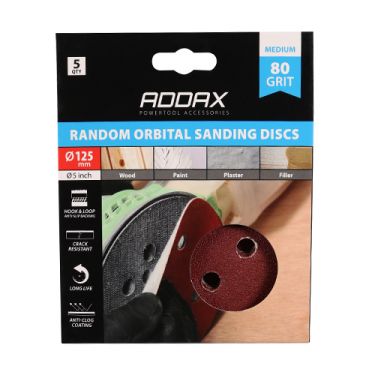 Click Here To Enlarge This Photo Of TIMCO 231555 - P80 Grit 125mm Random Orbital Sanding Discs (5pcs)
