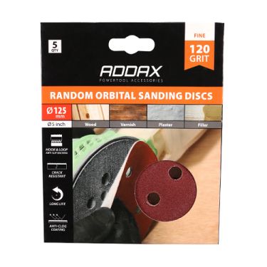 Click Here To Enlarge This Photo Of TIMCO 231378 - P120 Grit 125mm Random Orbital Sanding Discs (5pcs)
