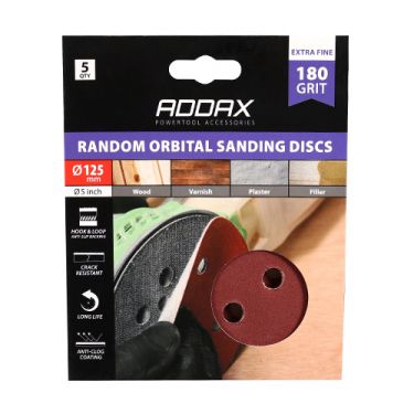 Click Here To Enlarge This Photo Of TIMCO 231200 - P180 Grit 125mm Random Orbital Sanding Discs (5pcs)