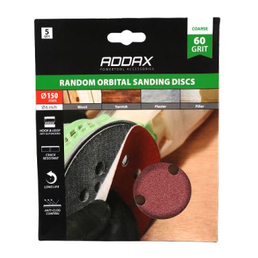 Click Here To Enlarge This Photo Of TIMCO 231084 - P60 Grit 150mm Random Orbital Sanding Discs (5pcs)