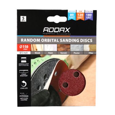 Click Here To Enlarge This Photo Of TIMCO 231859 - Assorted Grit 150mm Random Orbital Sanding Discs (5pcs)
