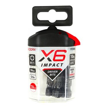 Click Here To Enlarge This Photo Of TIMCO 1PZ50X6 - X6 Impact Pozi Driver Bits No.1 x 50mm (5pcs)