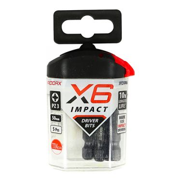 Click Here To Enlarge This Photo Of TIMCO 3PZ50X6 - X6 Impact Pozi Driver Bits No.3 x 50mm (5pcs)