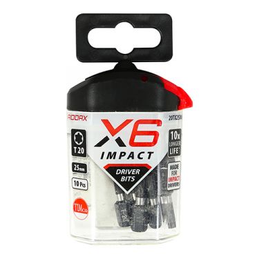 Click Here To Enlarge This Photo Of TIMCO 20TX25X6 - X6 Impact TX Drive Driver Bits TX20 x 25mm (10pcs)