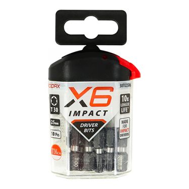 Click Here To Enlarge This Photo Of TIMCO 30TX25X6 - X6 Impact TX Drive Driver Bits TX30 x 25mm (10pcs)