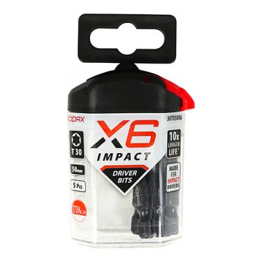 Click Here To Enlarge This Photo Of TIMCO 30TX50X6 - X6 Impact TX Drive Driver Bits TX30 x 50mm (5pcs)