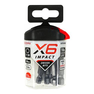 Click Here To Enlarge This Photo Of TIMCO 50TX50X6 - X6 Impact TX Drive Driver Bits TX50 x 50mm (5pcs)