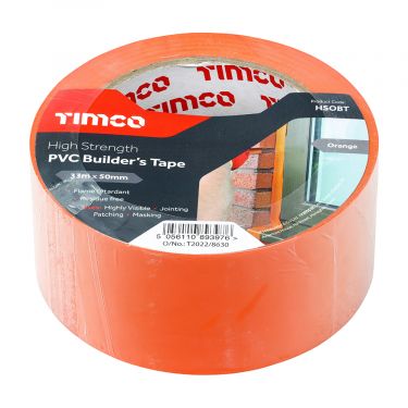 Click Here To Enlarge This Photo Of TIMCO HSOBT - 50mm x 33mm Orange High Strength PVC Builder's Tape