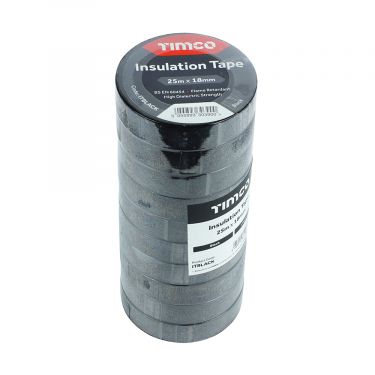 Click Here To Enlarge This Photo Of TIMCO ITBLACK - 18mm x 25m Black PVC Insulation Tape 10pcs