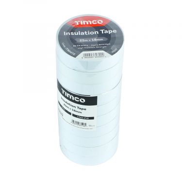 Click Here To Enlarge This Photo Of TIMCO ITWHITE - 18mm x 25m Black PVC Insulation Tape 10pcs