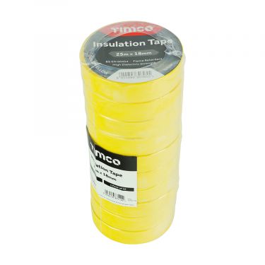 Click Here To Enlarge This Photo Of TIMCO ITYELLOW - 18mm x 25m Black PVC Insulation Tape 10pcs