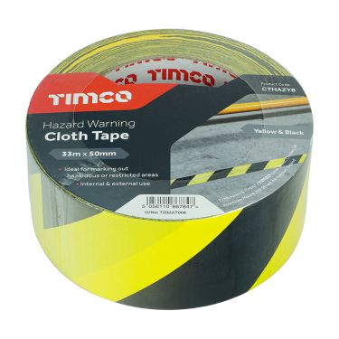 Click Here To Enlarge This Photo Of TIMCO CTHAZYB - 50mm x 33m Yellow & Black Hazard Cloth Tape