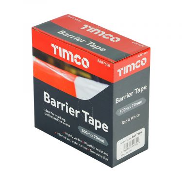 Click Here To Enlarge This Photo Of TIMCO BART500 - 70mm x 500m Red & White Barrier Tape