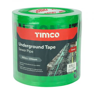 Click Here To Enlarge This Photo Of TIMCO UTSP - 150mm x 365m Green 'Sewer Pipe' Underground Tape