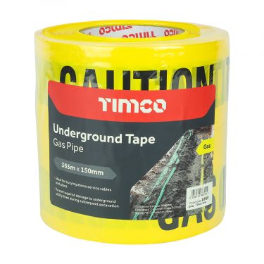Click Here To Enlarge This Photo Of TIMCO UTGP - 150mm x 365m Yellow 'Gas Pipe' Underground Tape