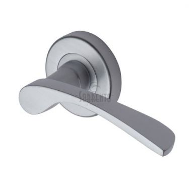Click Here To Enlarge This Photo Of SC-5380-SC M.Marcus Sorrento Door Handle Lever Latch on Round Rose Arcadia Design Satin Chrome Finish