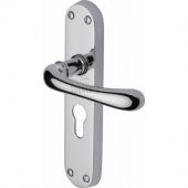 SC-6348-PC M.Marcus Sorrento Door Handle For Euro Profile Plate Donna Design Polished Chrome Finish