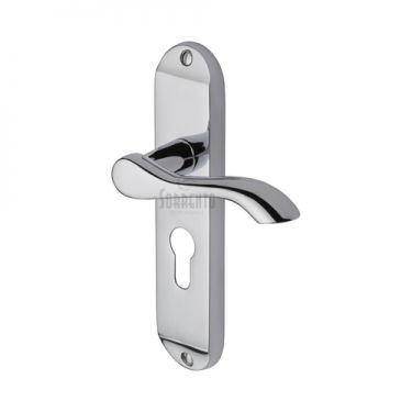 Click Here To Enlarge This Photo Of SC-7348-PC M.Marcus Sorrento Door Handle For Euro Profile Plate Aurora Design Polished Chrome Finish