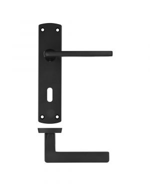 Click Here To Enlarge This Photo Of ZPA011-MB - Zoo Hardware Stanza 'Leon' Lever Handles on Lock Backplate - Matt Black (Contract Range)