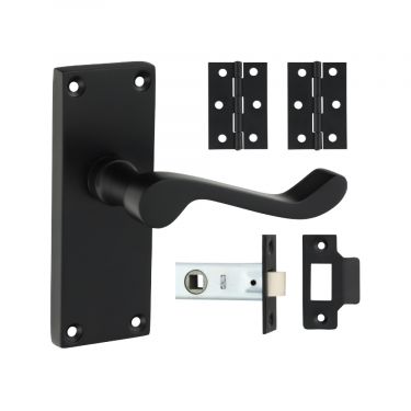 Click Here To Enlarge This Photo Of TIMCO 200818 - Matt Black Victorian Scroll Internal Door Latch Packs