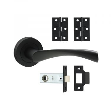 Click Here To Enlarge This Photo Of TIMCO 200080 - Matt Black 'Edleston' Lever on Rose Internal Door Latch Packs