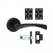 TIMCO 200080 - Matt Black 'Edleston' Lever on Rose Internal Door Latch Packs